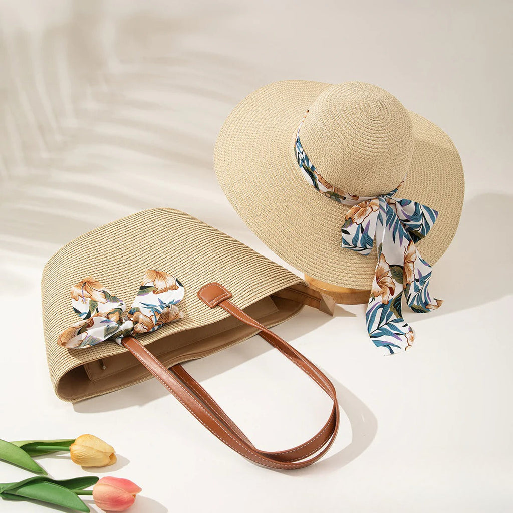 Straw Hat & Tote Beachy Set