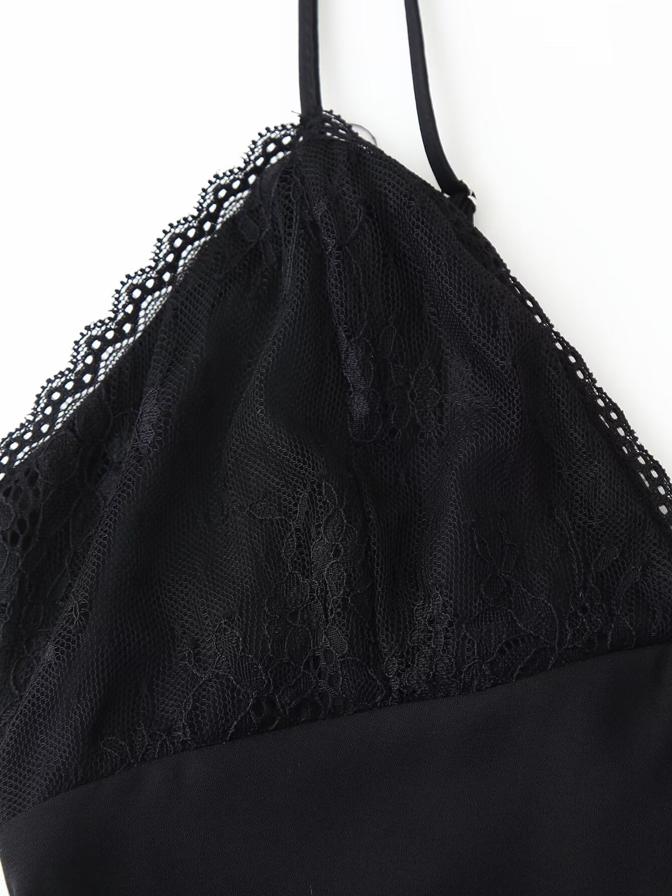 Formal Sexy Black Halter Backless Lace V Dress