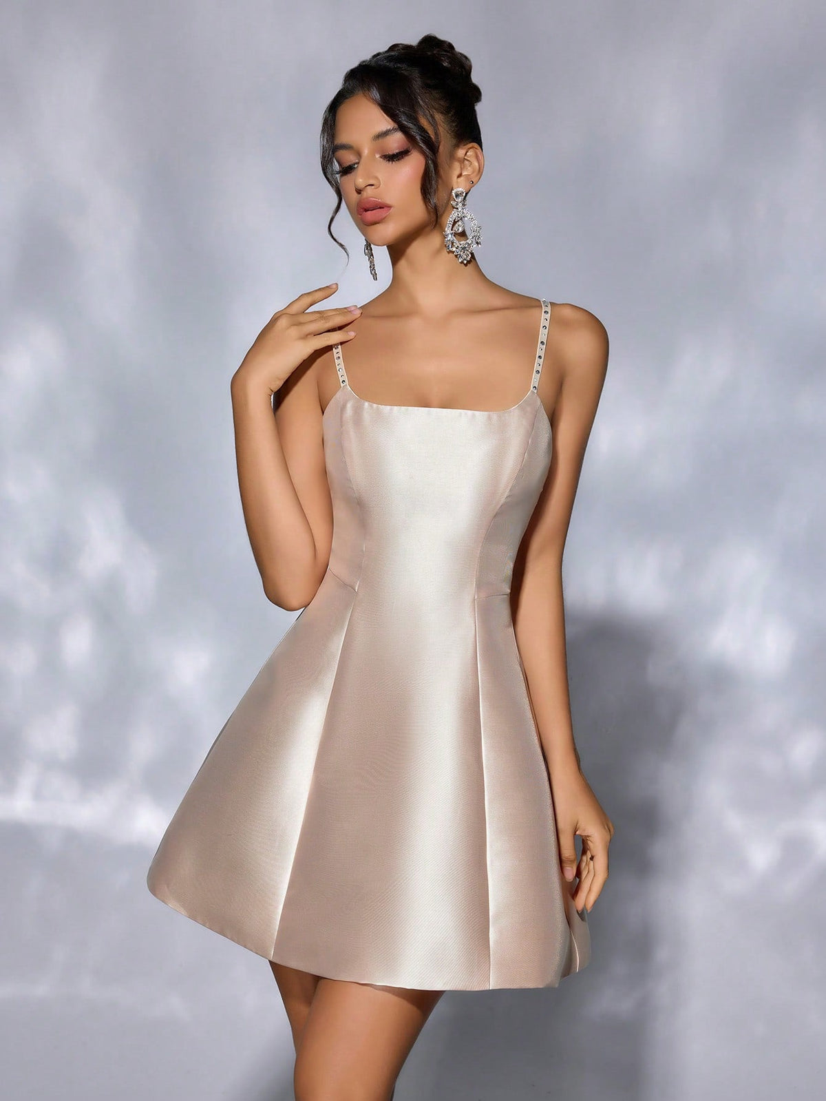 Cocktail Glossy Short Backless Dress