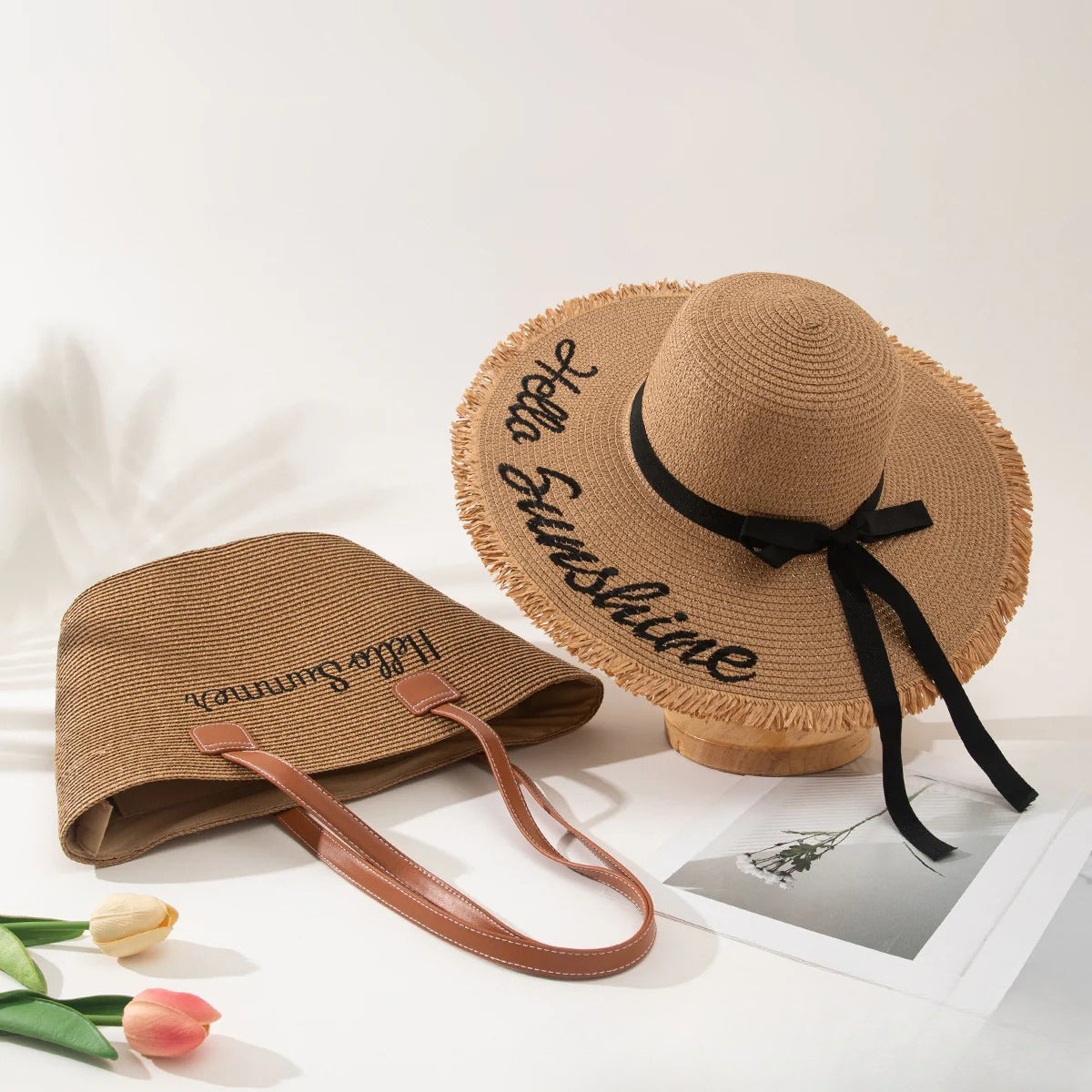 Straw Hat & Tote Beachy Set