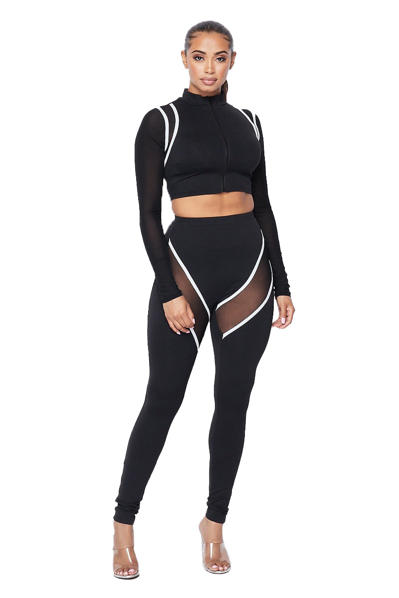 Cropped Mesh Spandex Set