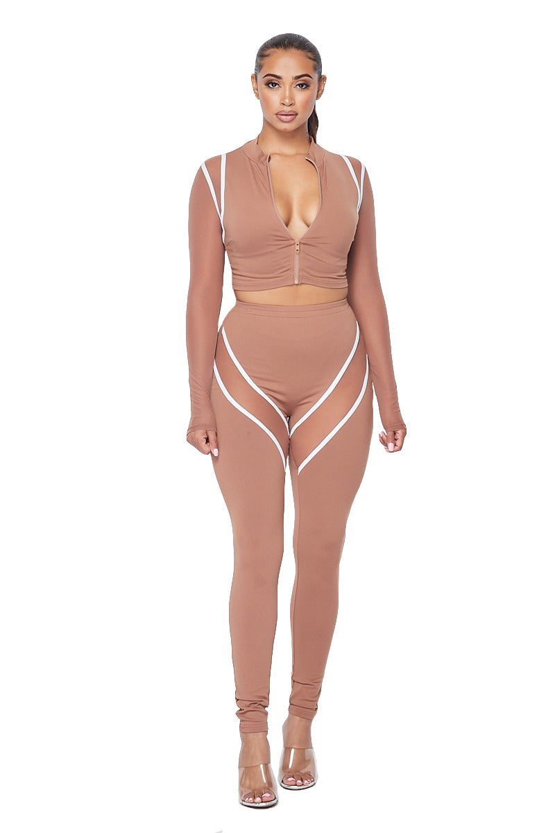 Cropped Mesh Spandex Set