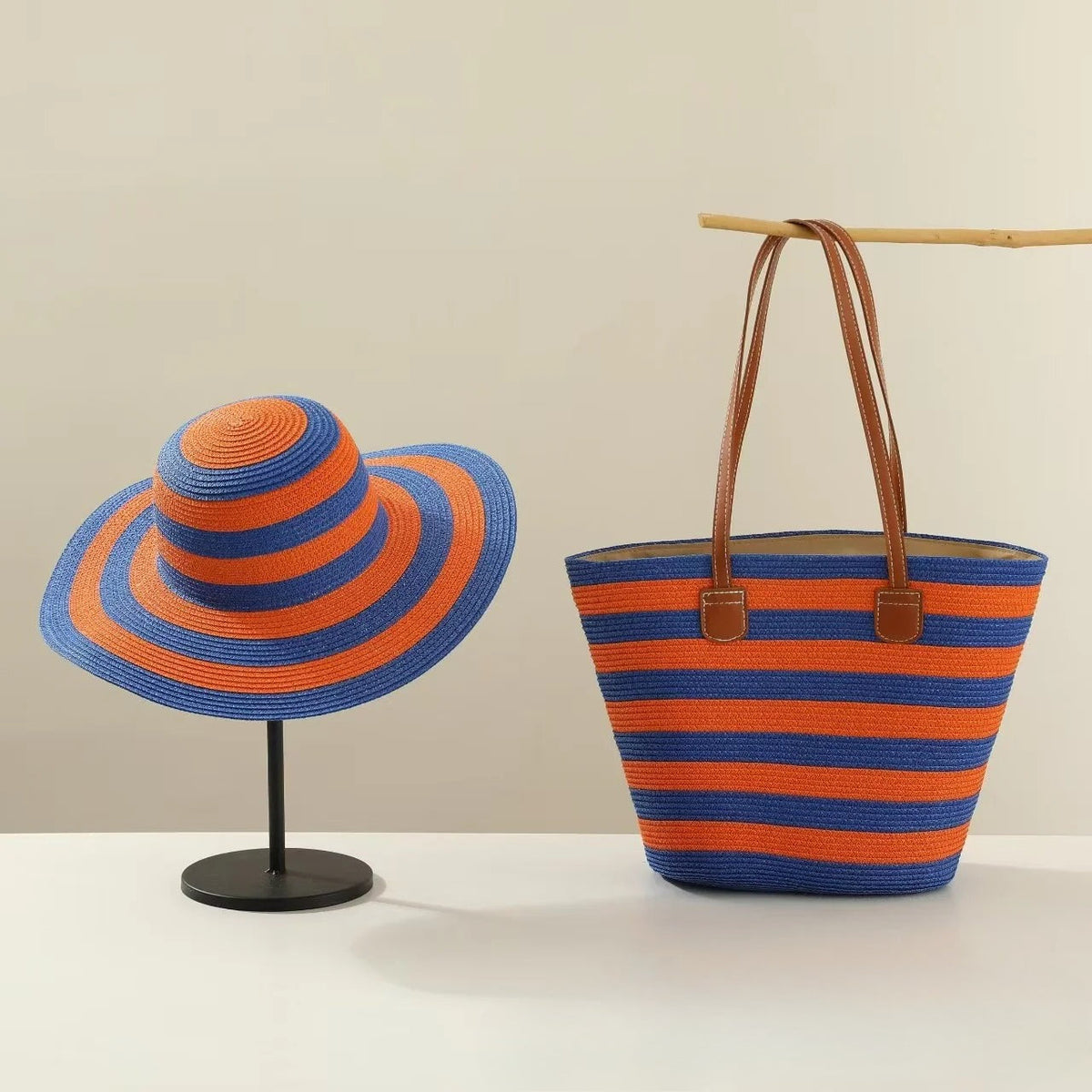 Straw Hat & Tote Beachy Set