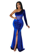 Formal One Shoulder Velvet Cocktail Dress