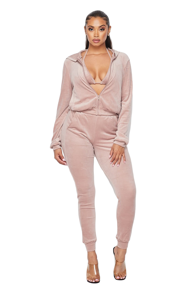 Brittany Velour Hoody Suit