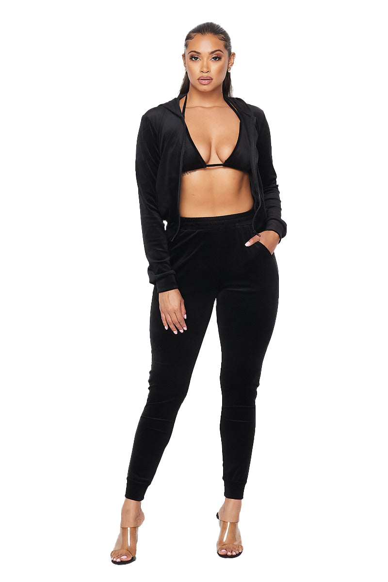 Brittany Velour Hoody Suit