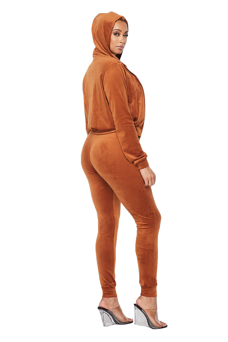 Brittany Velour Hoody Suit