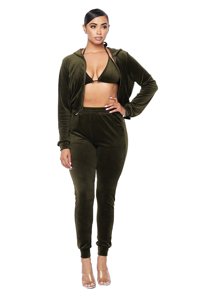 Brittany Velour Hoody Suit