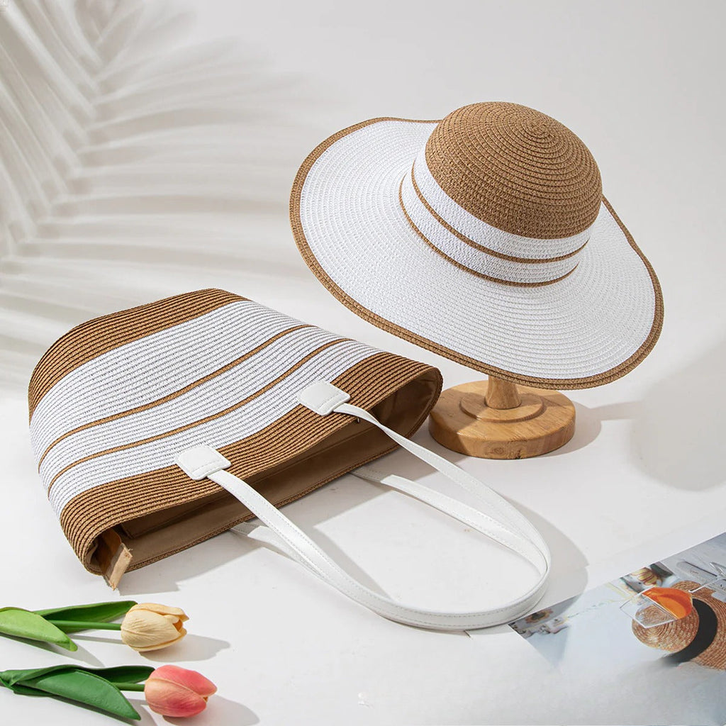 Straw Hat & Tote Beachy Set