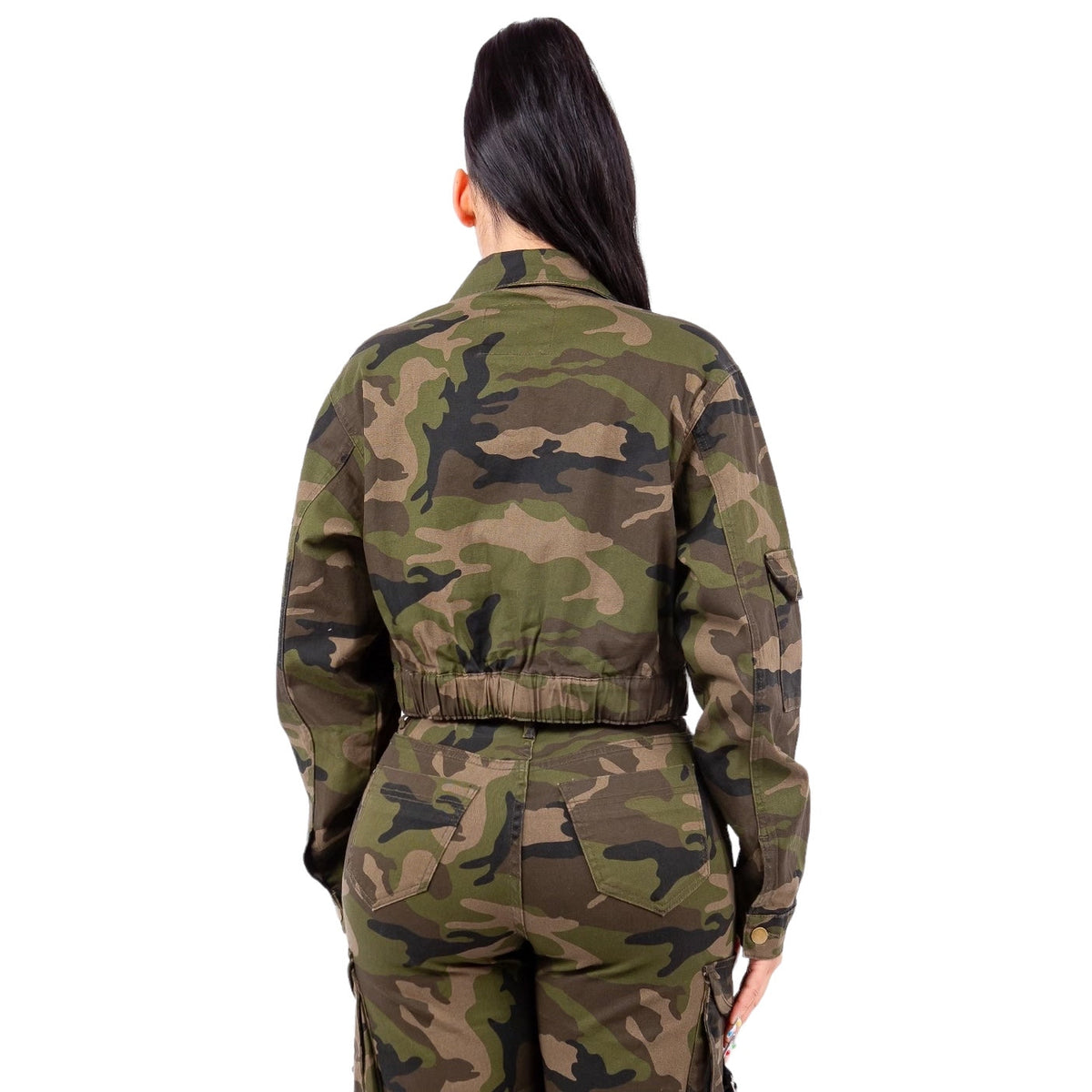 Utility Pocket with Strap Camo Cropped Jacket