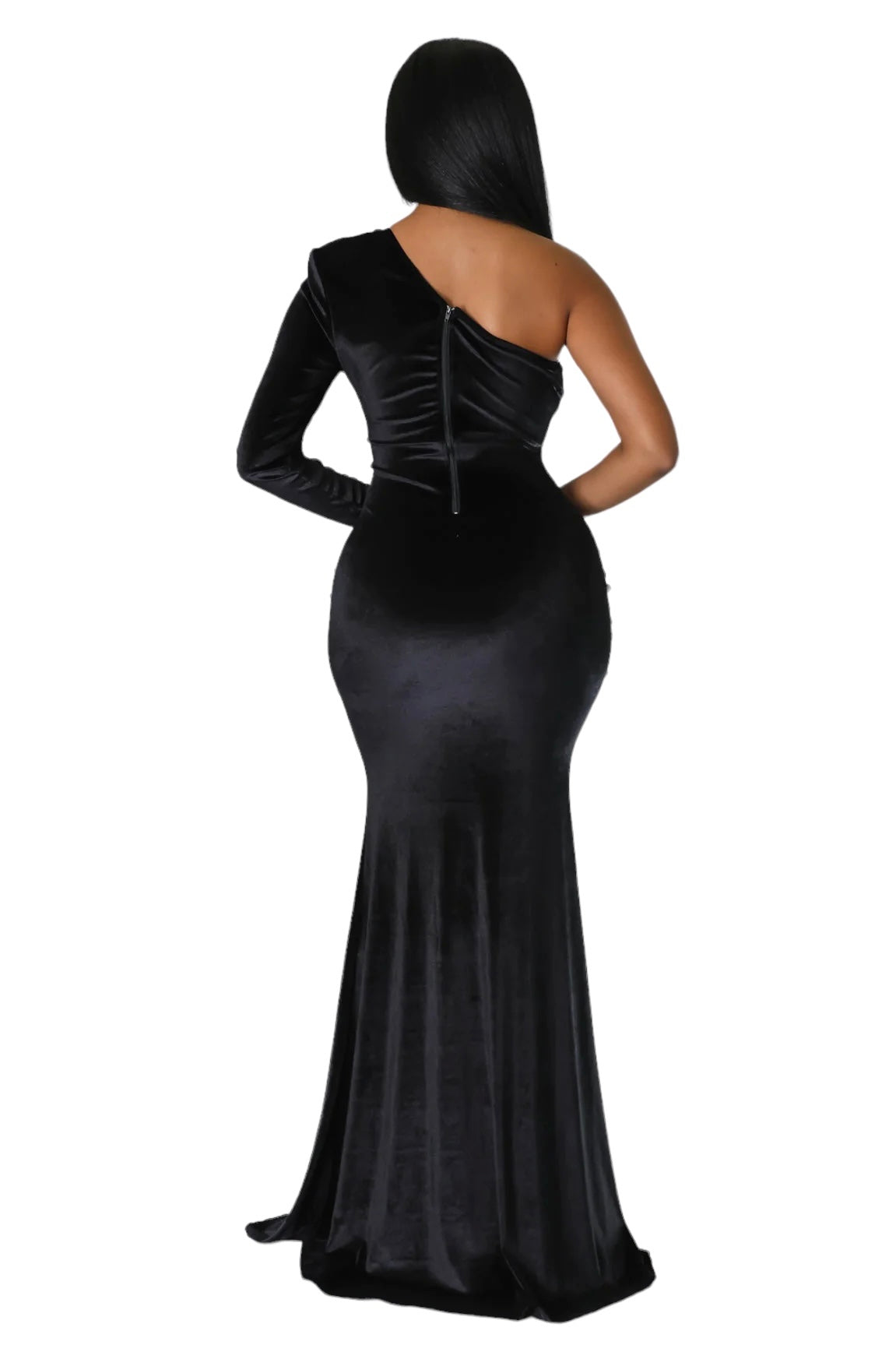 Formal One Shoulder Velvet Cocktail Dress