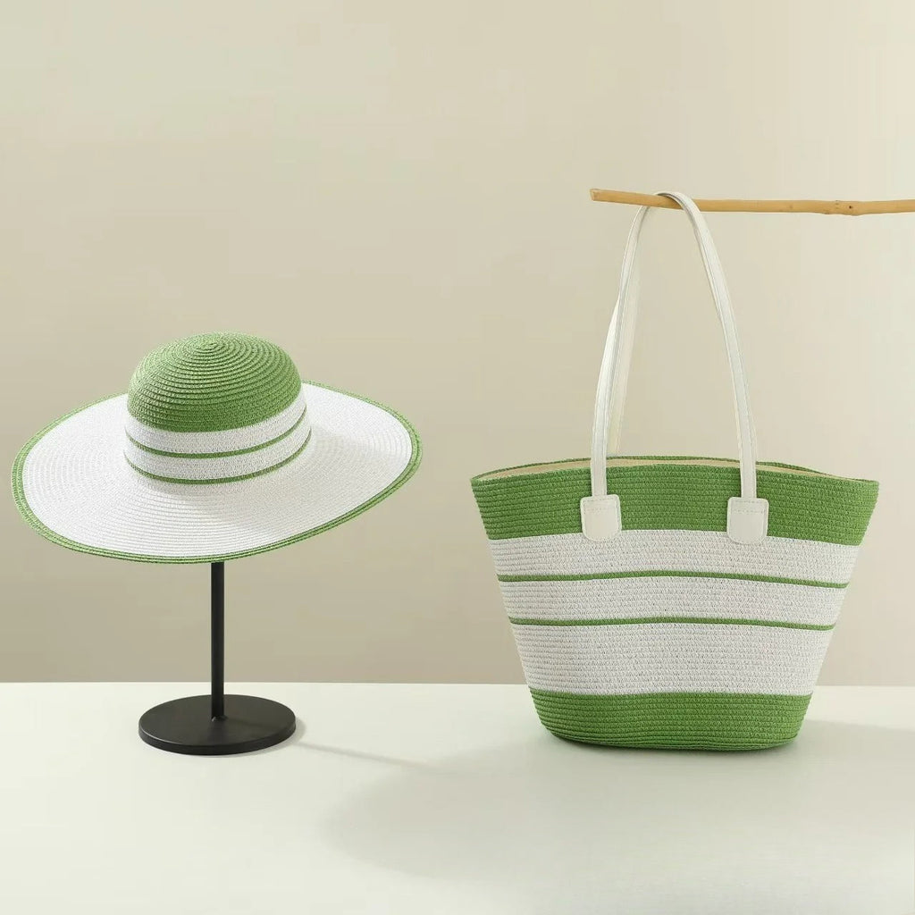 Straw Hat & Tote Beachy Set