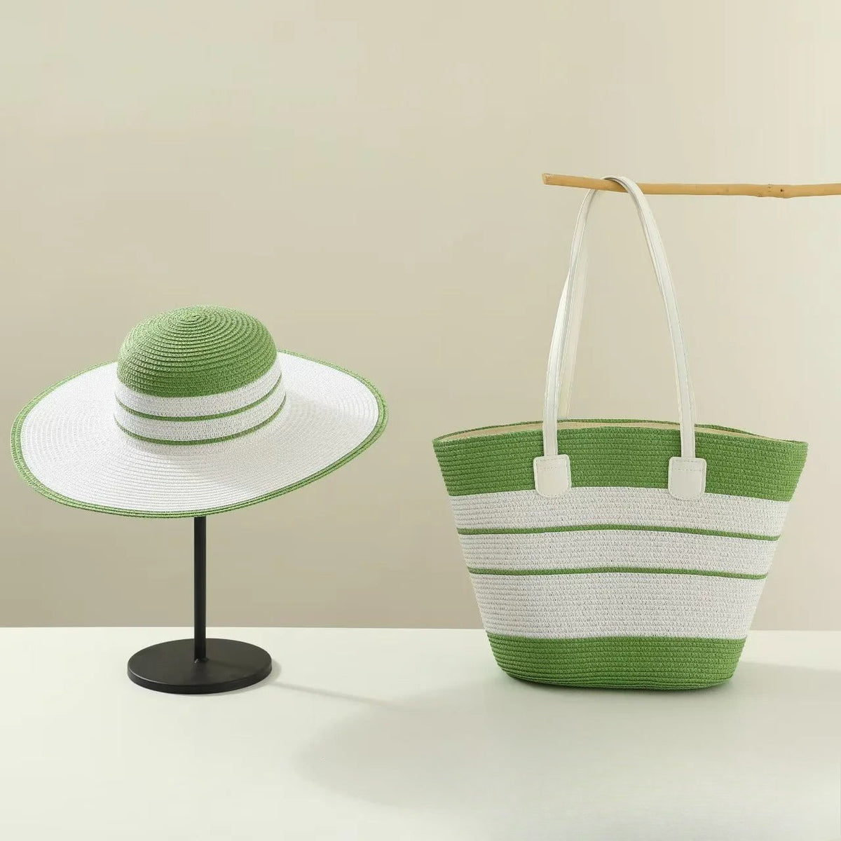 Straw Hat & Tote Beachy Set
