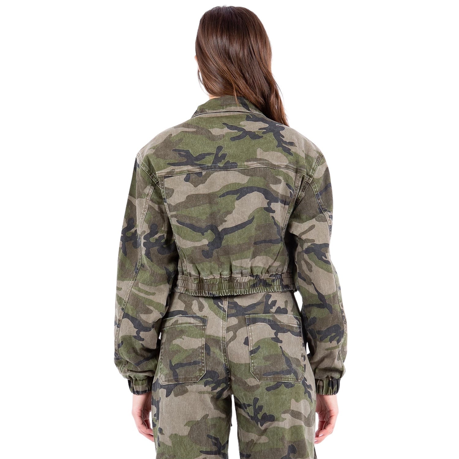 Cropped Utility Cargo Camo Jacket