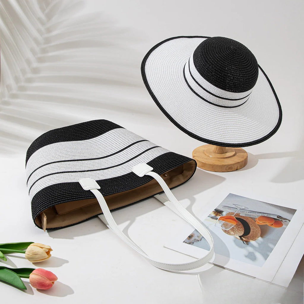 Straw Hat & Tote Beachy Set