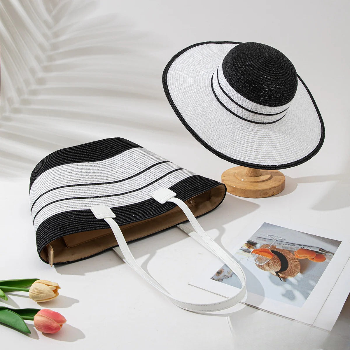 Straw Hat & Tote Beachy Set