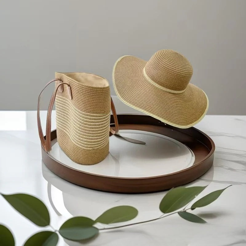 Straw Hat & Tote Beachy Set