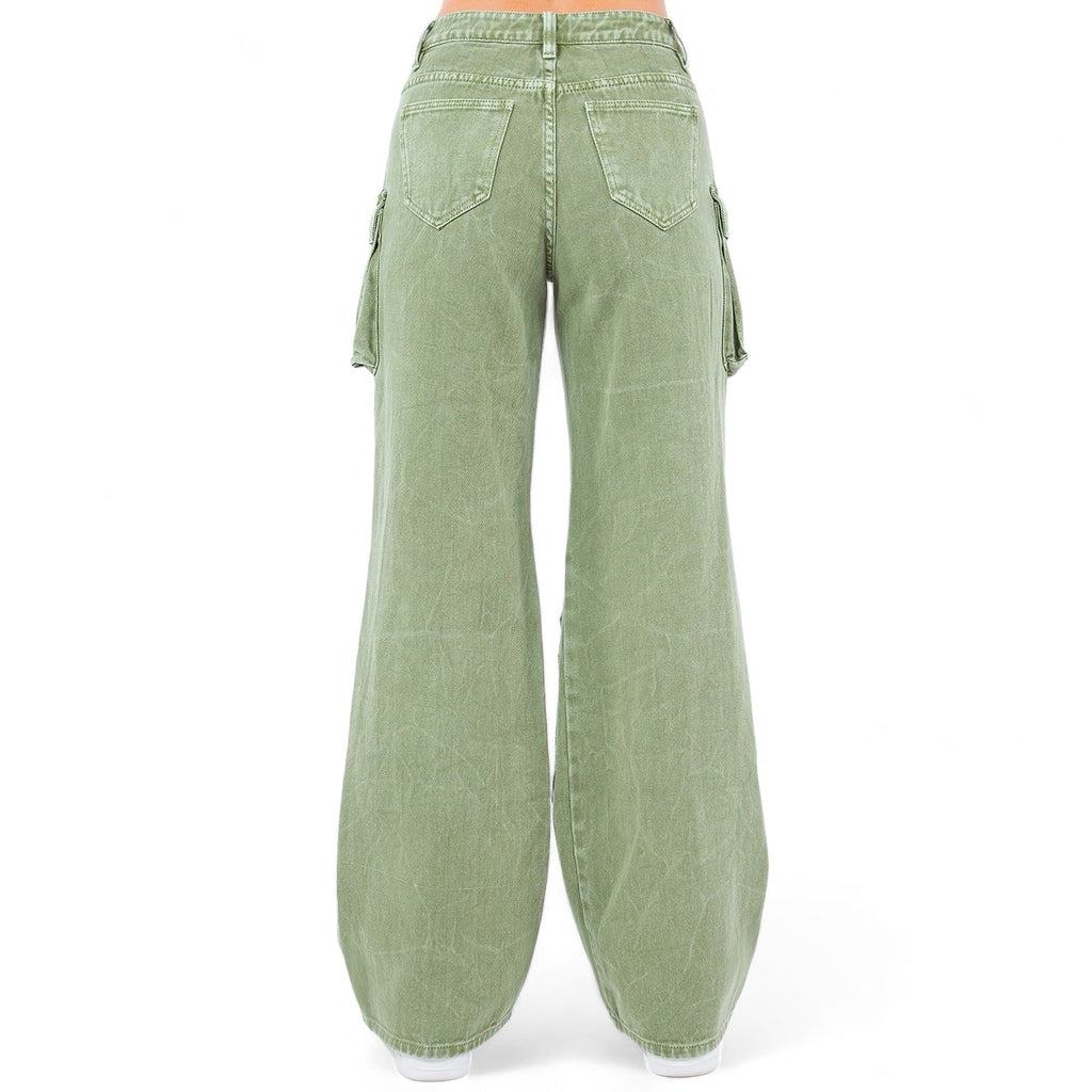 Multi Pockets Denim Wide Leg Cargo Pant