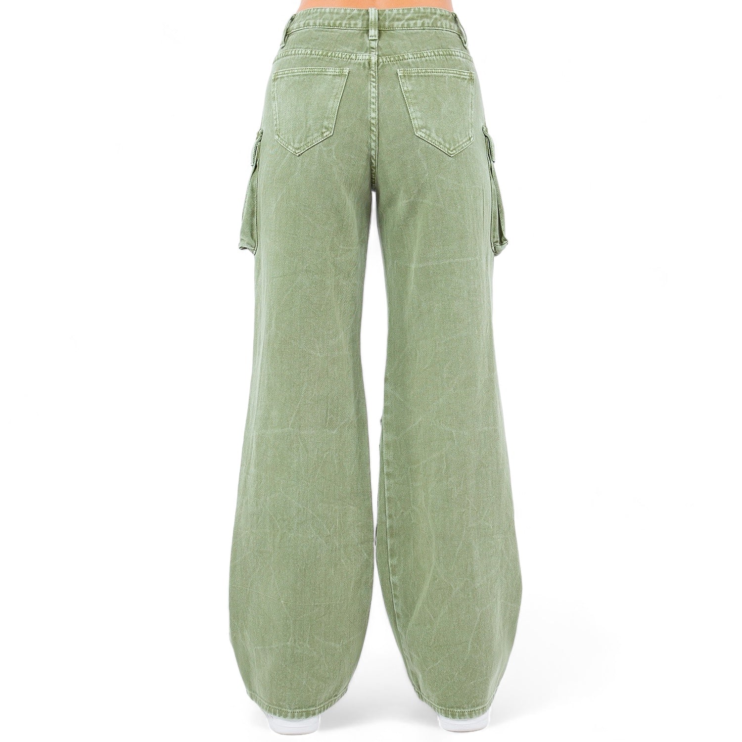 Multi Pockets Denim Wide Leg Cargo Pant
