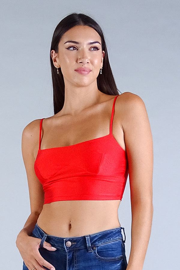 Spaghetti Strap Darted Crop Top