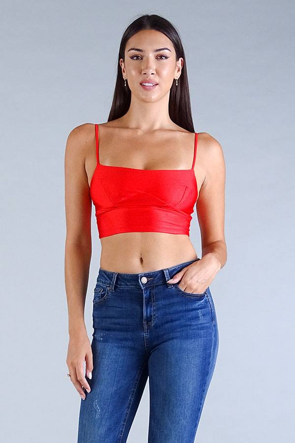 Spaghetti Strap Darted Crop Top