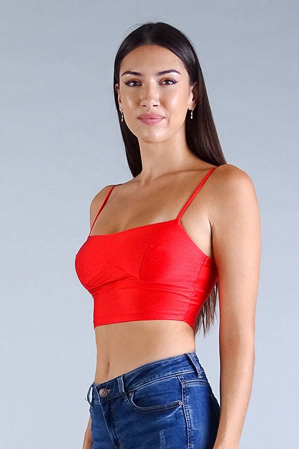 Spaghetti Strap Darted Crop Top