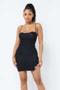 Sexy Black Spaghetti Strap Mesh Mini Dress