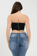 Collar Front Fold Color Contrast Tube Top