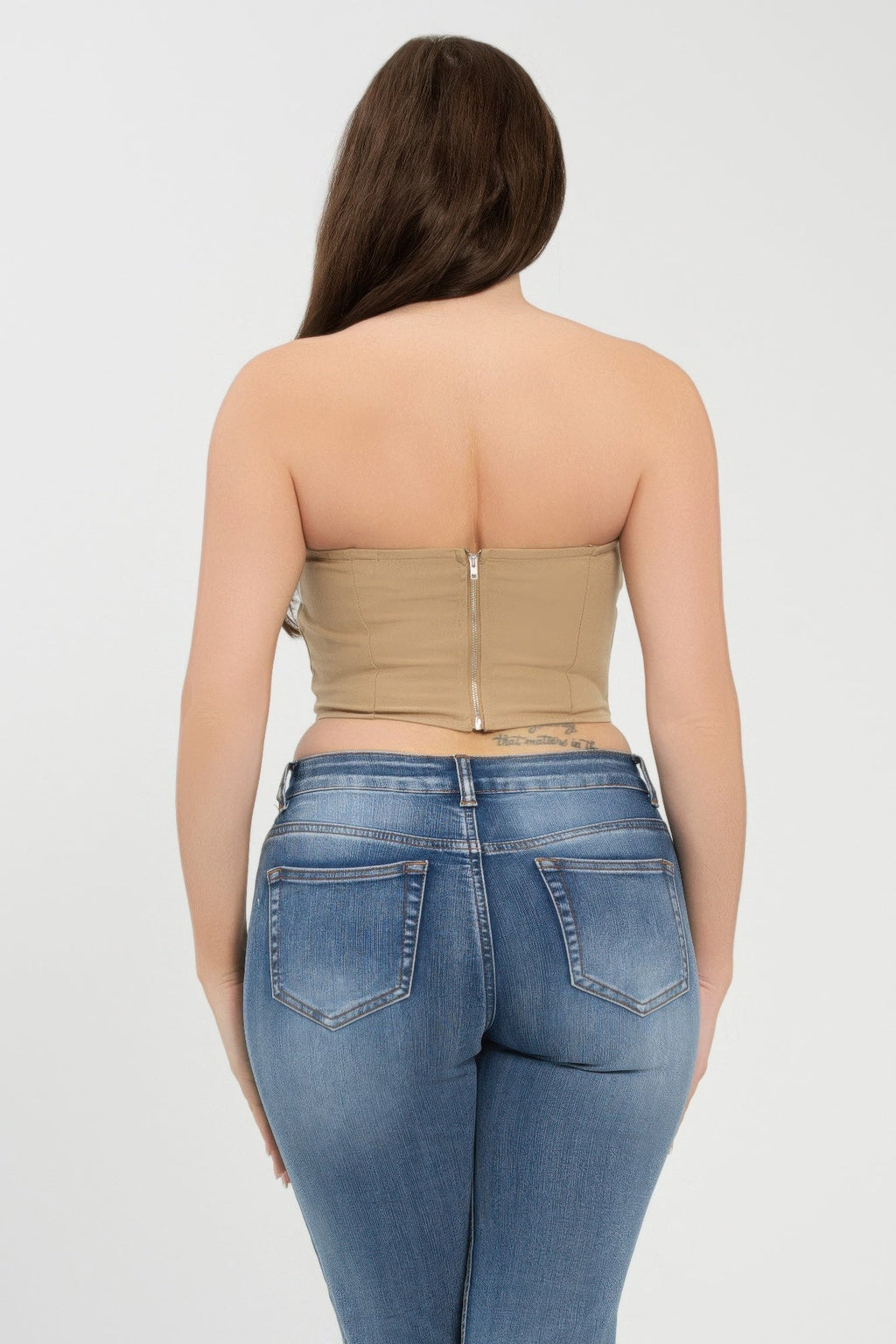 Collar Front Fold Color Contrast Tube Top