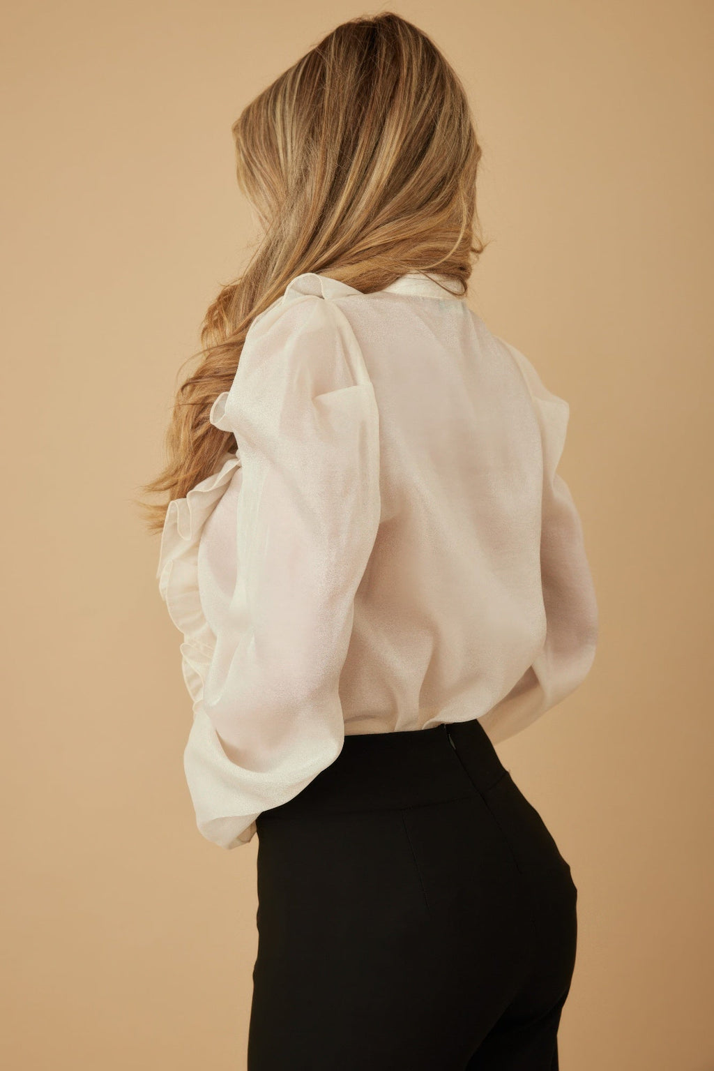 Ace Ruffle Micro Crystal Long Sleeve Blouse