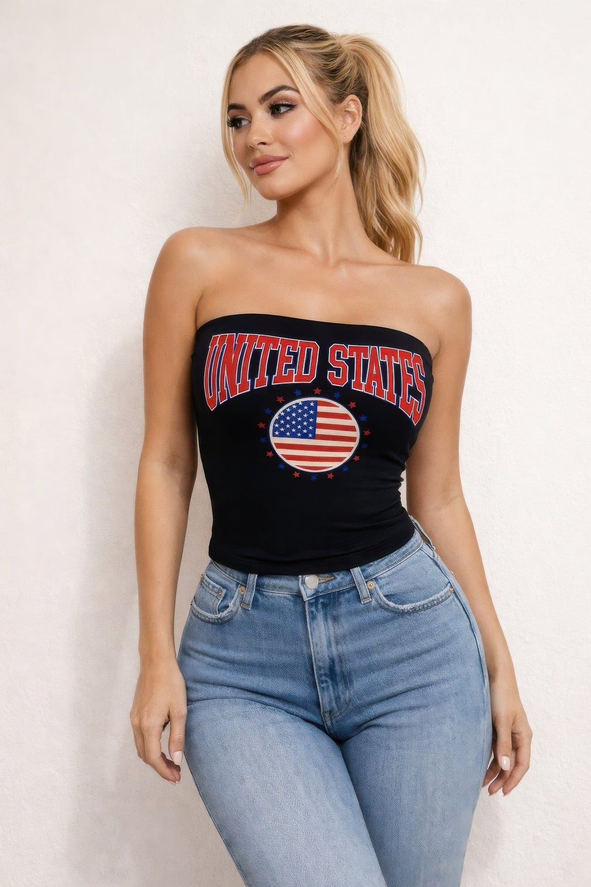 Tee Patriotic Usa Graphic Strapless Stretch Tube