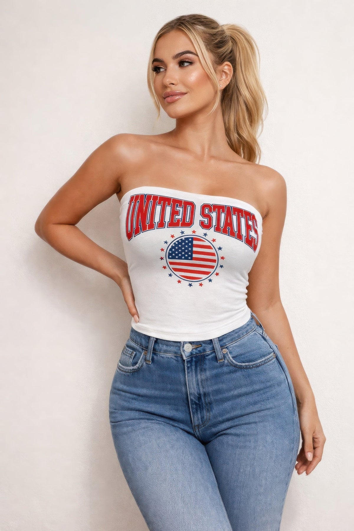 Tee Patriotic Usa Graphic Strapless Stretch Tube