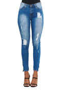 Skinny Distressed Jeans w/ Ankle Zipper