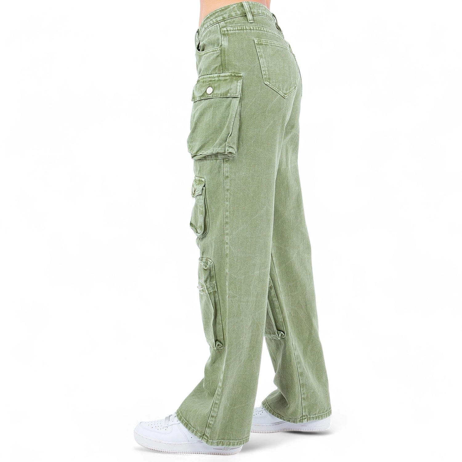 Multi Pockets Denim Wide Leg Cargo Pant