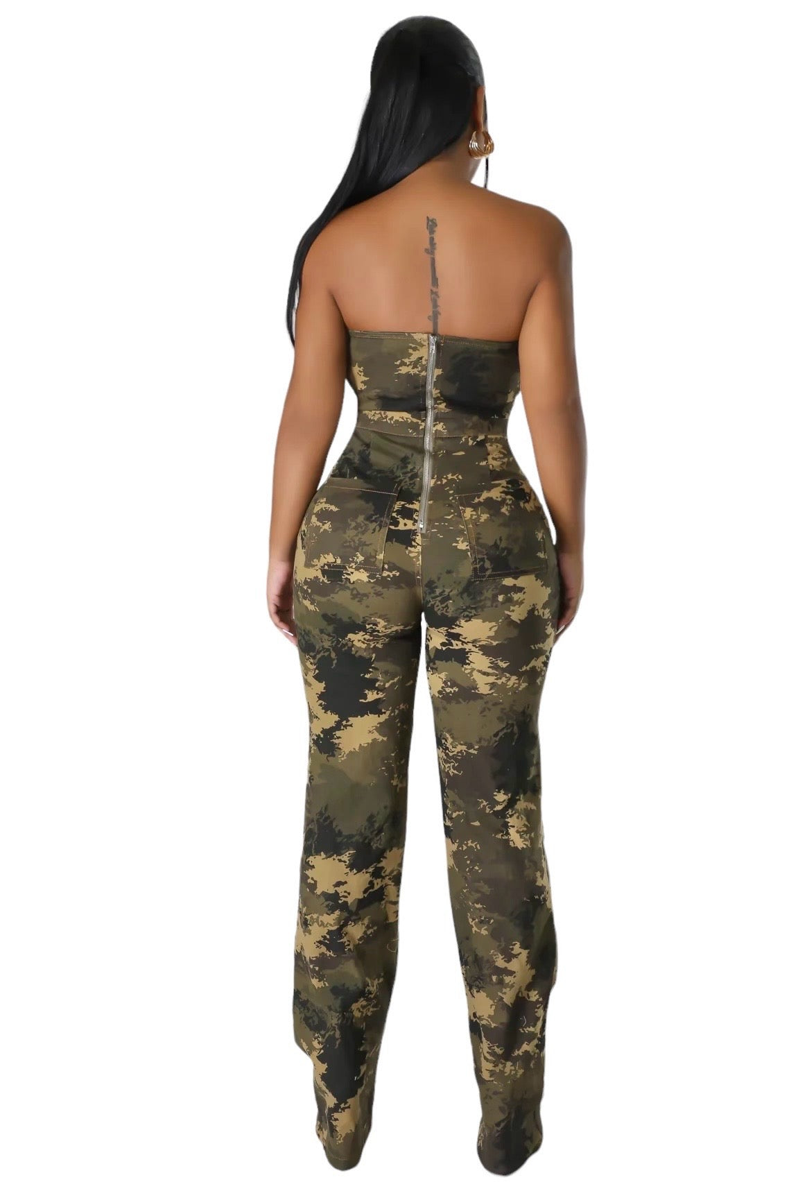 Camouflage Strapless Jumpsuit