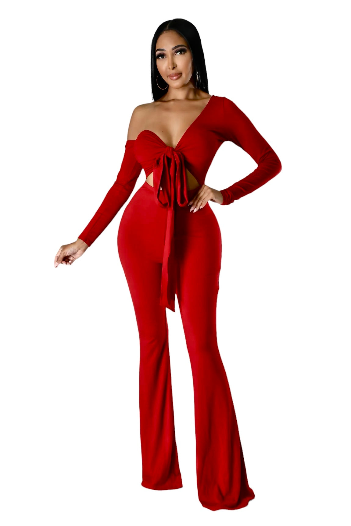 One Shoulder Long Sleeve Convertible Jumpsuit