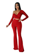 One Shoulder Long Sleeve Convertible Jumpsuit