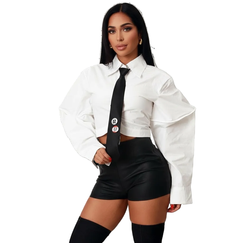 CEO Zee Power Poplin Sleeve Shirt And Tie
