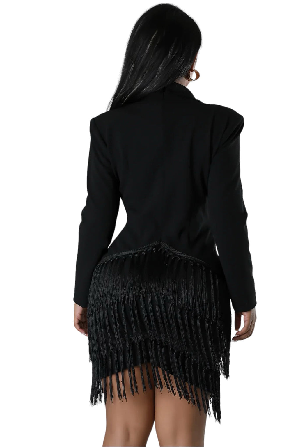 Cocktail Black Tassel Hem Dress