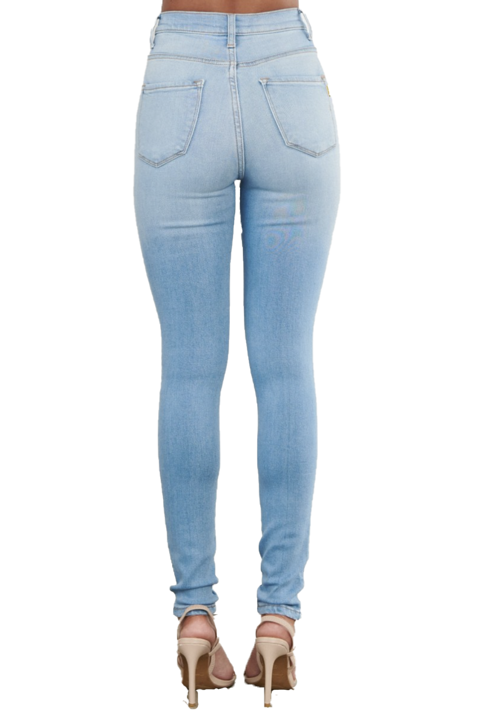 Light Denim Exposed Knee Skinny Jeans