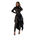 Lace Jumpsuit Artificial Silk Skirt Set