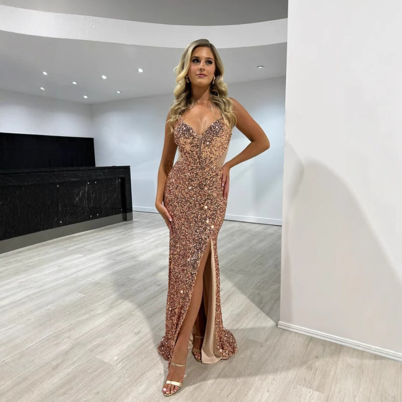 Formal Sequin Split Sexy Sling Dress