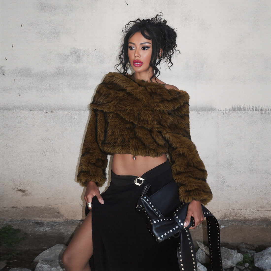 Fur Off Shoulder Top