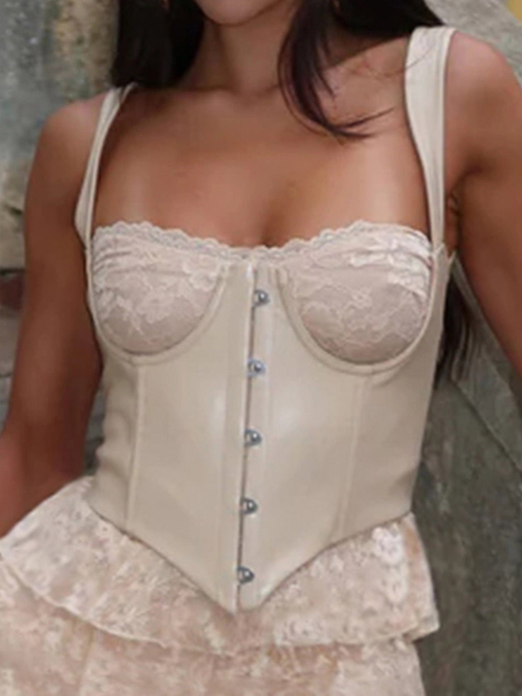 Leather Bra Strap Lace Tiered Dress Set