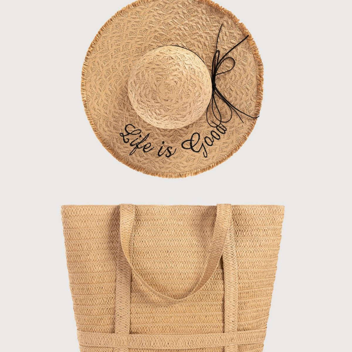 Straw Bag with Matching Hat