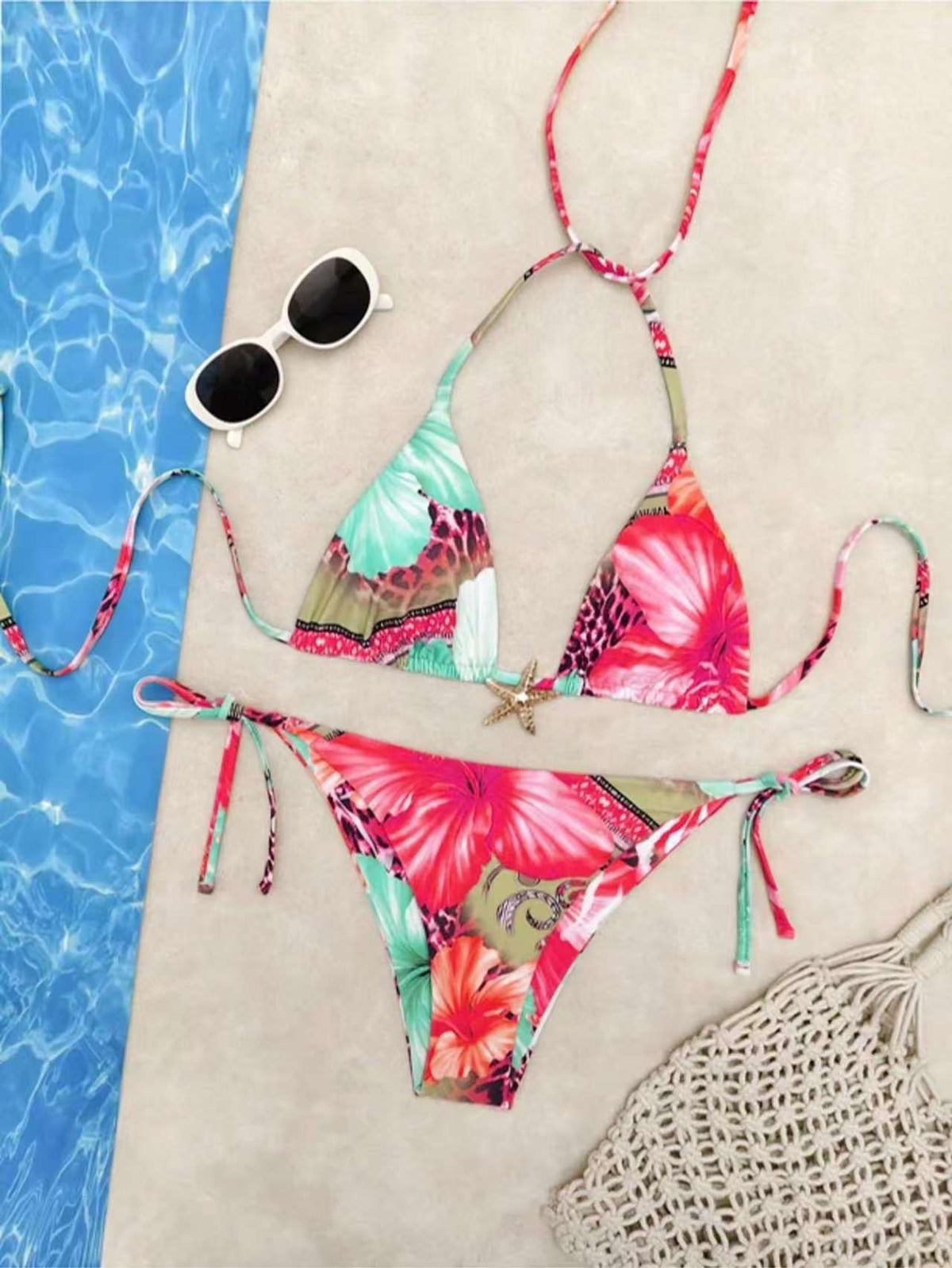Lace-up Printed Bikini