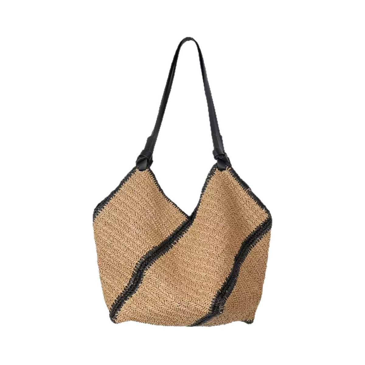 Causal Diagonal Stripe Straw Bag