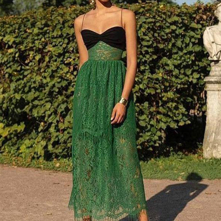 Formal Lace Green Maxi Dress