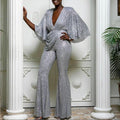 Deep V Sexy Sequin Backless Jumpsuit