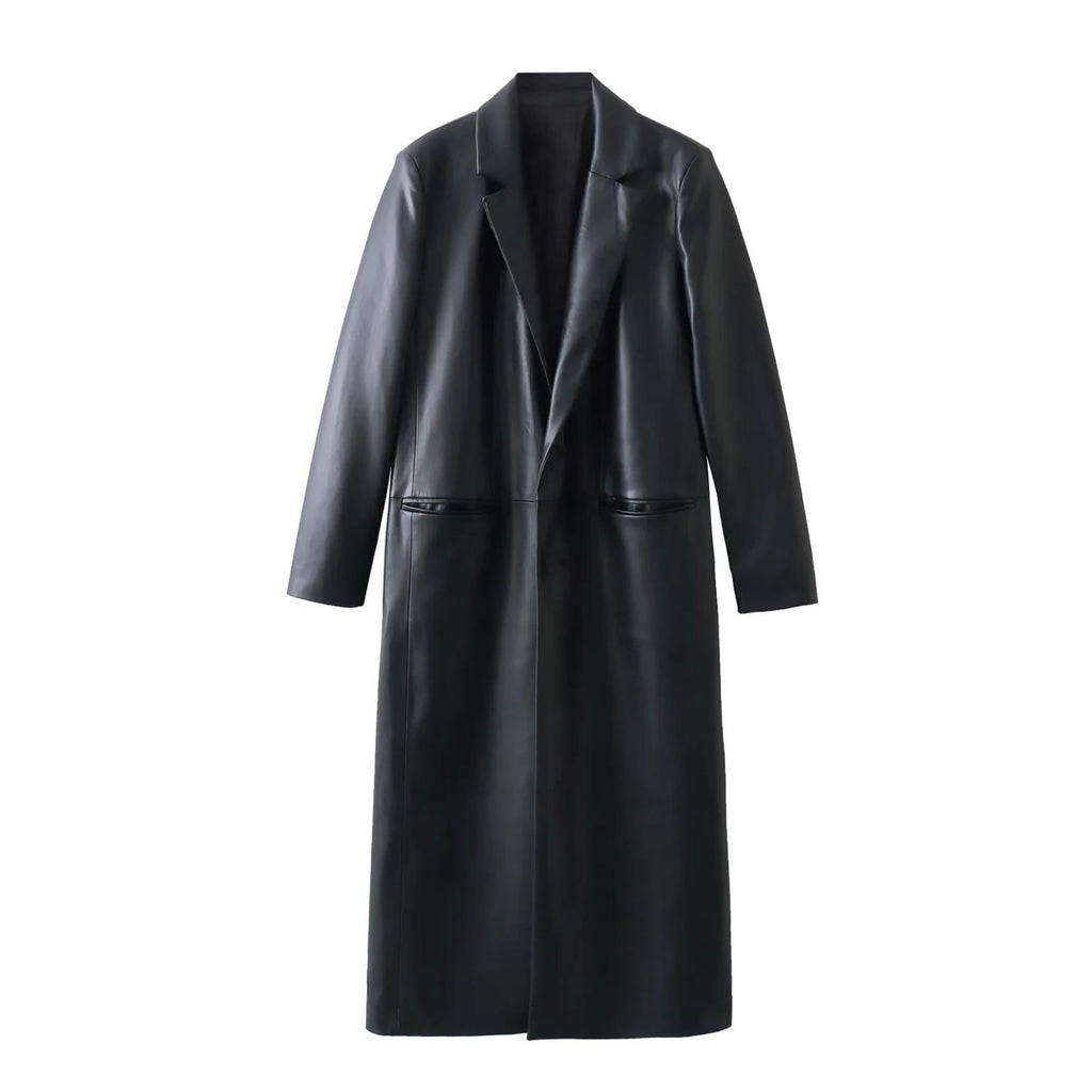 Faux Leather Trench Coat
